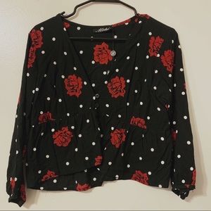 motel polka dot roses top